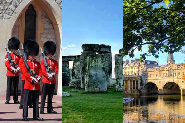 Windsor Castle, Stonehenge, Bath