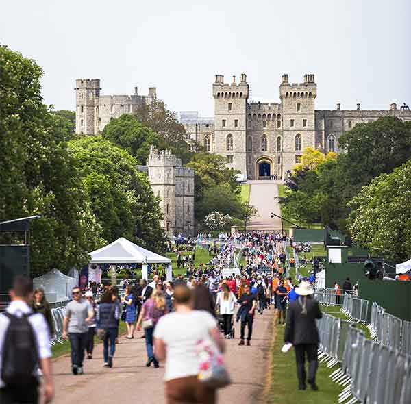 Windsor Castle and The Long Walk with crowds