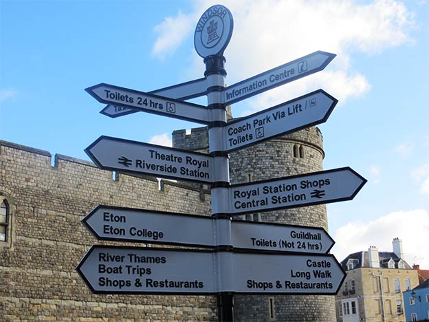 Windsor Road Sign outside Windsor Castle