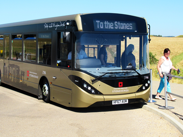 Stonehenge shuttle bus that runs between visitor centre and the stone circle