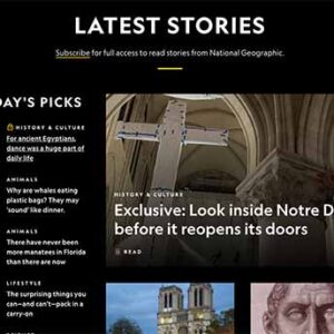 National Geographic homepage with several high quality images