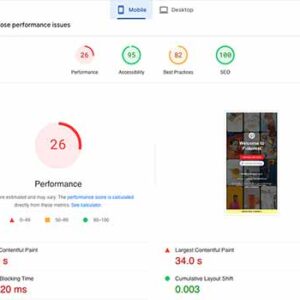 Pinterest website google pagespeed tool test result