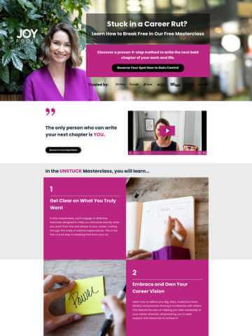 Case Study: High-Converting Webinar and Sales Pages for Joy Poole’s UNSTUCK Webinar and Progress with Purpose Course