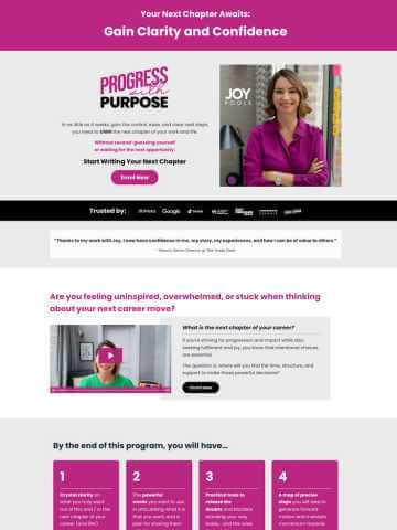 Case Study: High-Converting Webinar and Sales Pages for Joy Poole’s UNSTUCK Webinar and Progress with Purpose Course