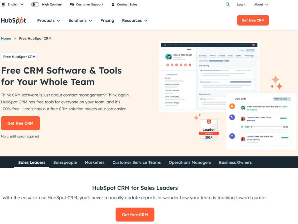 Hubspot screenshot